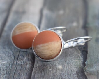 Earrings / cabochon earrings / earrings 'earrings wood colors and orange'