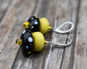 Earrings / earrings woman / glass bead earrings / hanging earrings / 925 silver 'glass beads dotted'