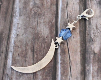 Pendant / glass bead pendant / chain pendant / star pendant / moon pendant 'Moon and stars'