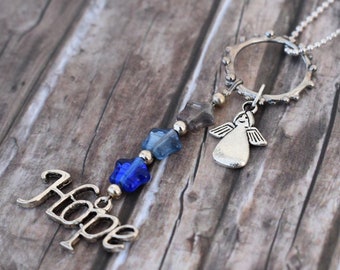 Chain / Necklace / Glass Bead Necklace / Pendant Necklace / Glass Star Necklace 'Hope'