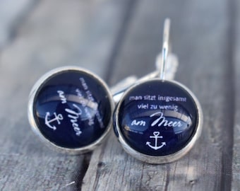 Earrings / cabochon earrings / earrings / maritime earrings / anchor 'Sea longing dark blue'