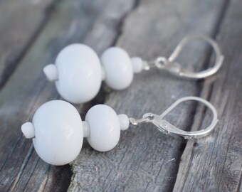 Earrings / 925 silver / women's earrings / glass bead earrings / unique 'white glass beads'