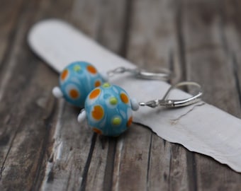 Earrings / earrings / 925 silver / glass bead earrings / earrings / unique jewelry / earrings 'colorful dots on blue'