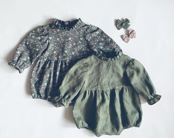 sage green baby romper