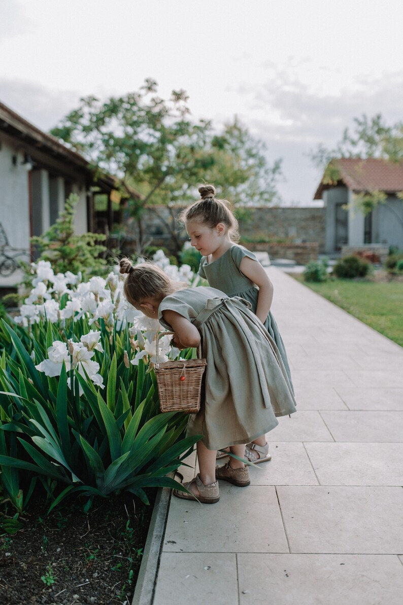 Sage Green Toddler Dress Flower Girl Dress Baby Linen Dress Etsy
