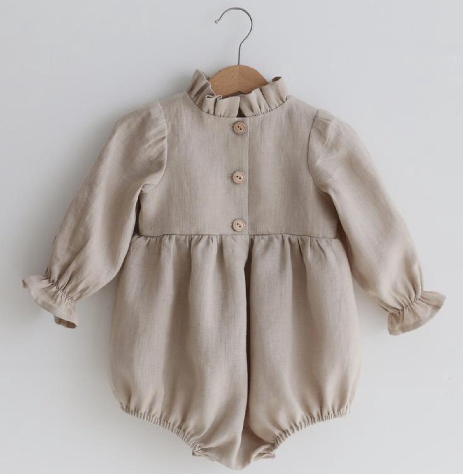 Sage Green Baby Romper Linen Romper Etsy