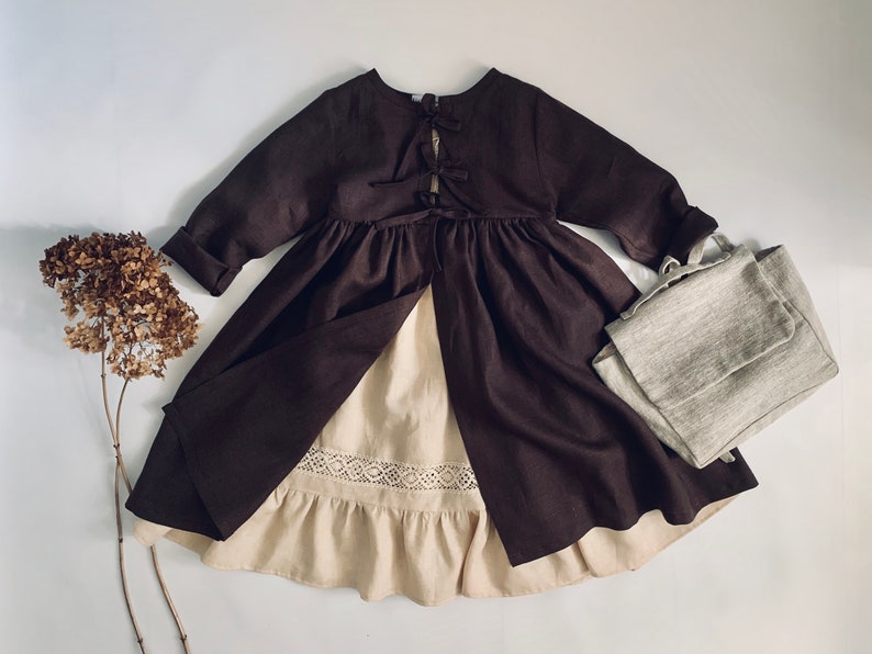 Linen Wrap Dress Boho Baby Coat Linen Trench Coat Toddler Etsy