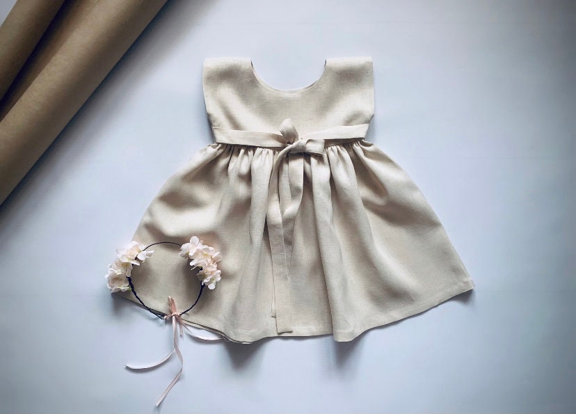 Sage Green Toddler Dress Flower Girl Dress Baby Linen Dress Etsy