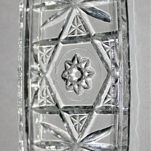Glass Single Stick Butter Dish With Star Bars/ Starburst Pattern