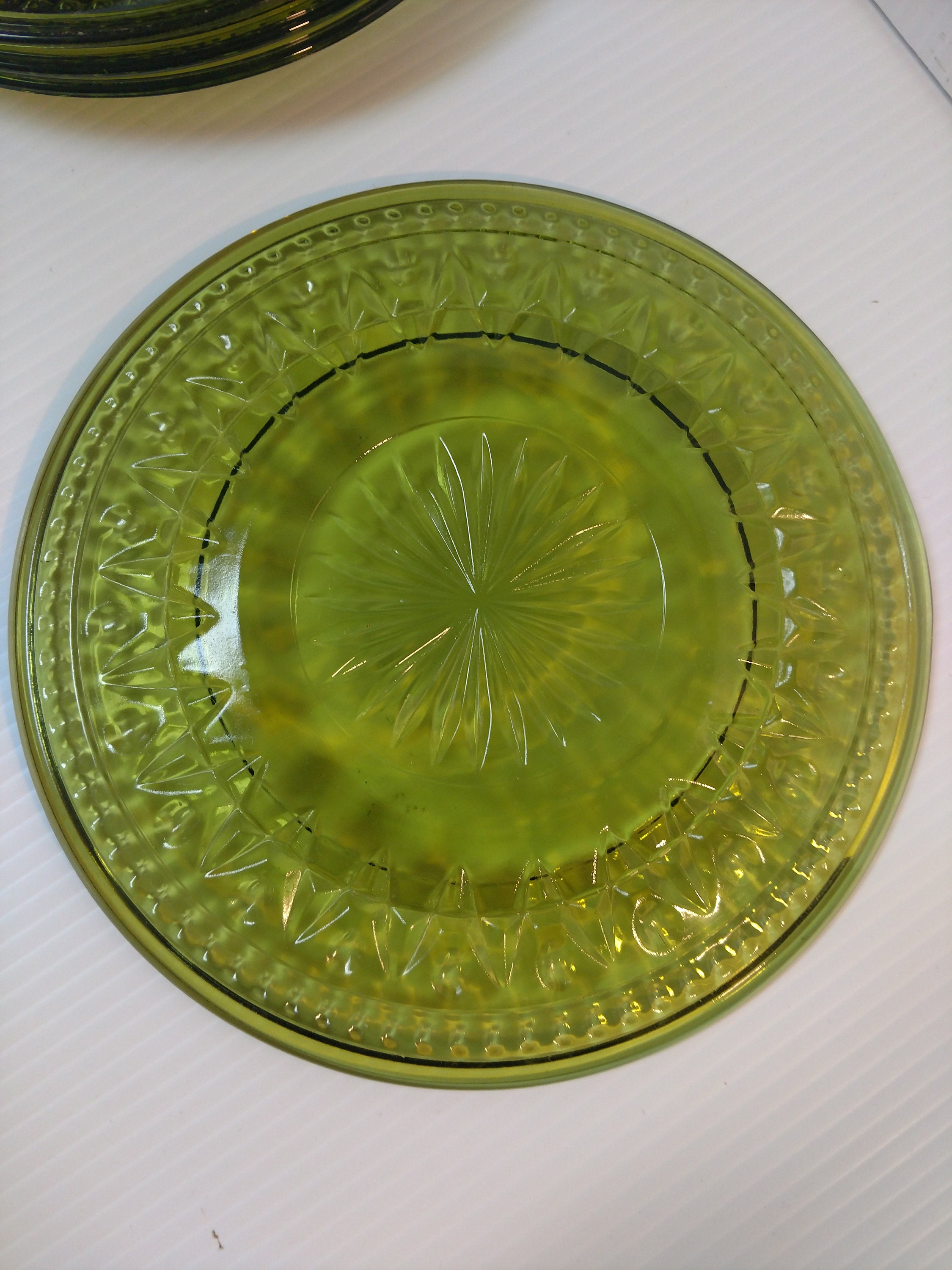 Indianna Green Glass Imperial Salad Plates - Etsy