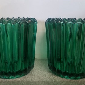 Indiana Glass Vintage Evergreen Crystal Heavy Ribbed Pressed Glass Votive Candle Holders Set of 6