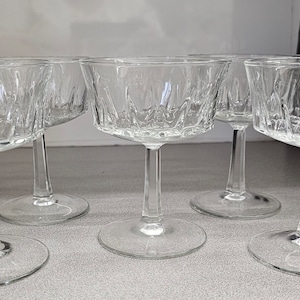 Regency by Cristal D&#39;Arques-Durand Cut Crystal Champagne Coupes / Tall Sherbet Glasses 4-1/2&quot; Set of 5 France