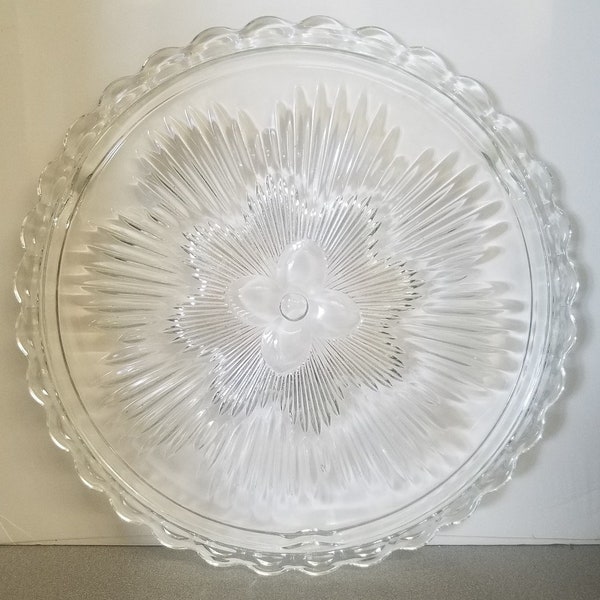 Indiana Glass Crystal Glass 11-1/4" Footed Cake Plate #3355 NEW Vintage