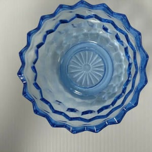Colony Whitehall Light Blue Candy Bowl Vintage Cubist Glass - #2557