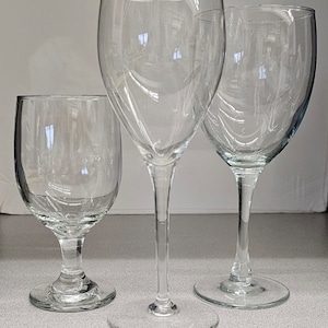 Eclectic Set of 3 Wine Glasses