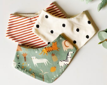 Baby neck scarf, burp cloth, triangular scarf, reversible scarf. baby gift,