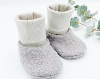 Baby shoes Walk, wool, with cuffs in beige