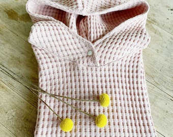 Bath poncho, waffle pique fabric, powder pink