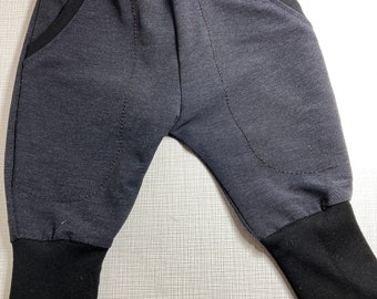 Pantalones bomba elegantes, color antracita, puños negros, pantalones, pantalones para niños