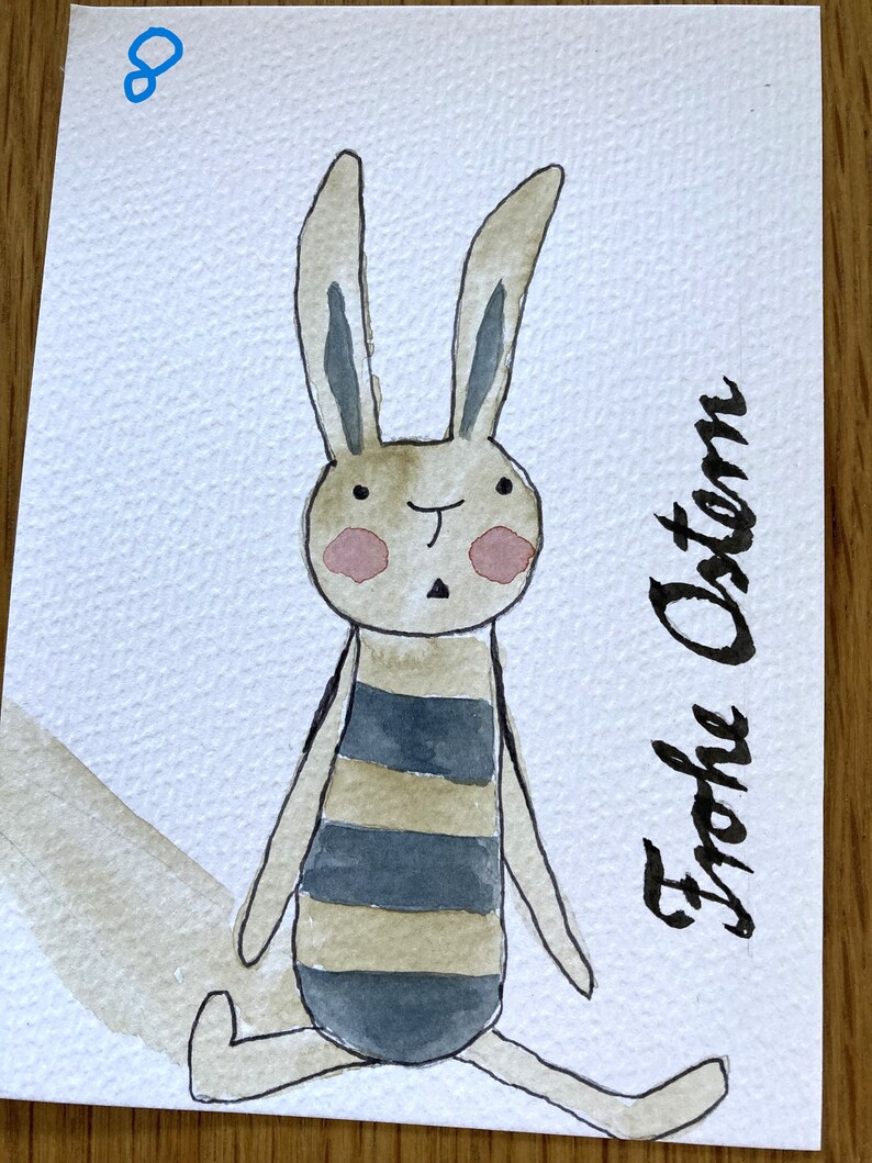 hand-painted greeting cards, postcard size with envelope, 10.5 x 14.6 cm, Easter card image 2