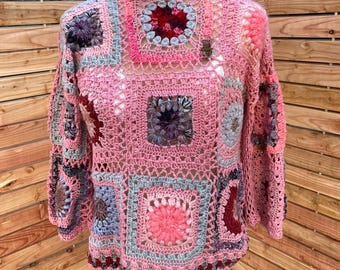 Suéter de crochet, granny square, pieza única, talla única