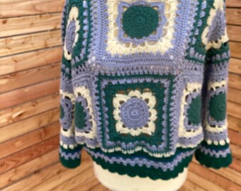 Suéter de crochet, pieza única, suéter de mujer, talla única, granny square