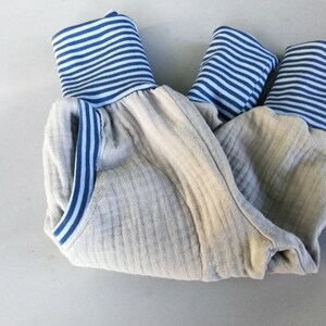 Muselin pants, treasure hunter, pants, co-wax pants, maritim, white-blue striped