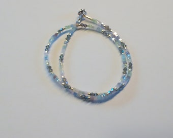 Collar de perlas, cubo, cristal tallado, rocail de plata, regalo