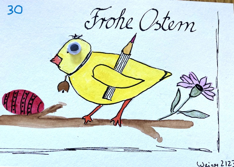 hand-painted greeting cards, postcard size with envelope, 10.5 x 14.6 cm, Easter card image 4