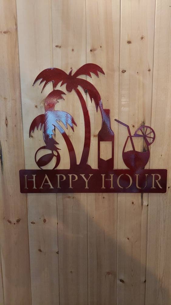 Custom Text Bar Happy Hour Metal Sign Made To Order Ships Etsy
