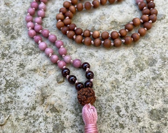 Mala 1. Chakra/Wurzelchakra/ Muladhara Chakra mit Rhodonit und Granat