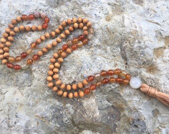 Mala  2. Chakra Svadhisthana/Sakral Chakra mit Karneol und Sonnen u. Mondstein