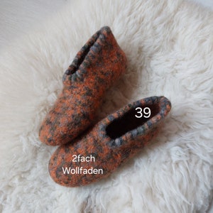 Gr. 39 dicke Filzpantoffeln Filzhausschuhe Puschen, Damen Herren, Unisex carrot