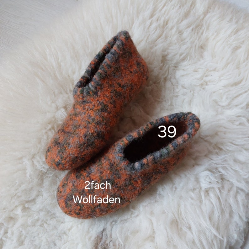 Gr. 39 dicke Filzpantoffeln Filzhausschuhe Puschen, Damen Herren, Unisex carrot