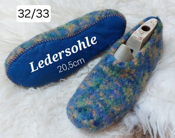 Gr. 32/33 with leather sole, felt slippers, slippers, unisex