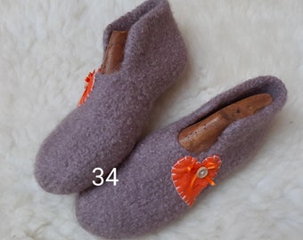 Gr. 34-35 》Kinder Filzpantoffeln Hausschuhe Filzschuhe Filzhausschuhe Filzpuschen Puschen, Unisex