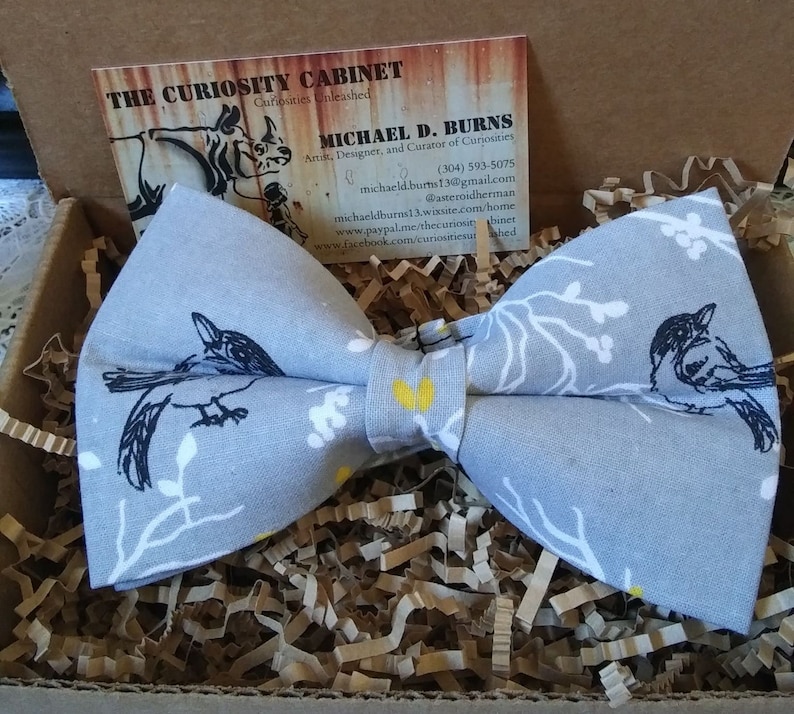 Gray Bird Bow Tie