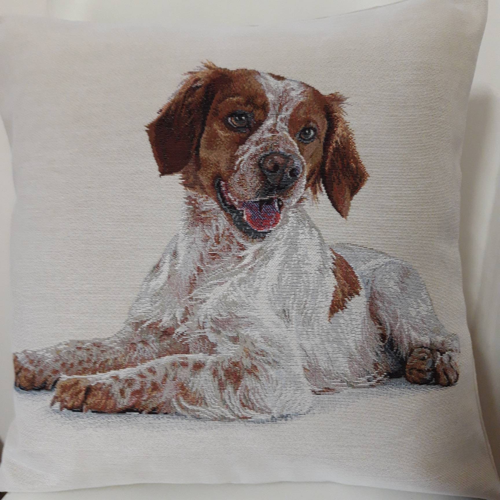 Housse de Coussin Tapisserie Jacquard Chien Chasse 45x45 cm. Déco d'intérieur Tendance - Déco Crémai