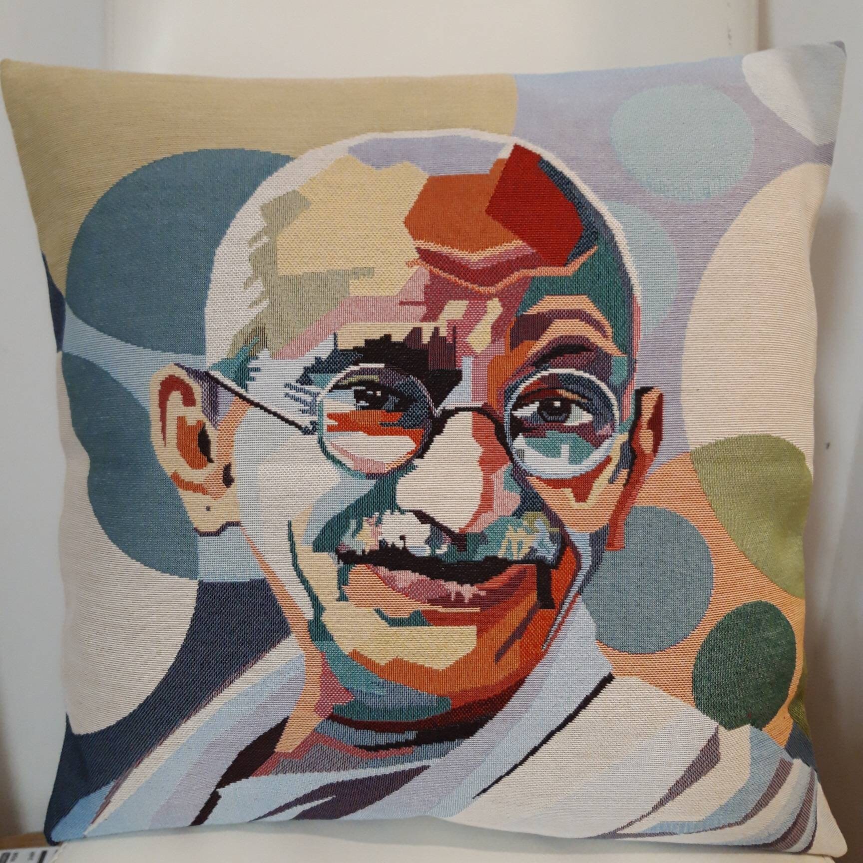 Housse de Coussin Tapisserie Jacquard Crème Gandhi 45x45 cm. Déco d'intérieur Tendance - Crémaillère