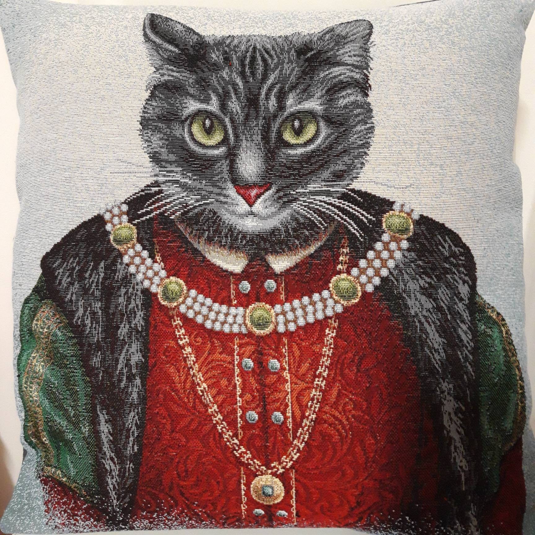 Housse de Coussin Tapisserie Motif Placé Chat Baron 45x45 cm. Déco d'intérieur Tendance - Déco Créma