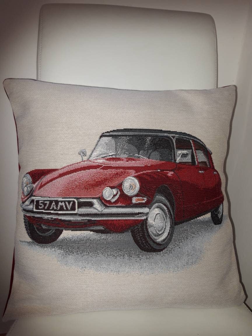 Housse de Coussin Tapisserie Jacquard Voiture Ds 45x45 cm. Déco d'intérieur Tendance - Déco Crémaill