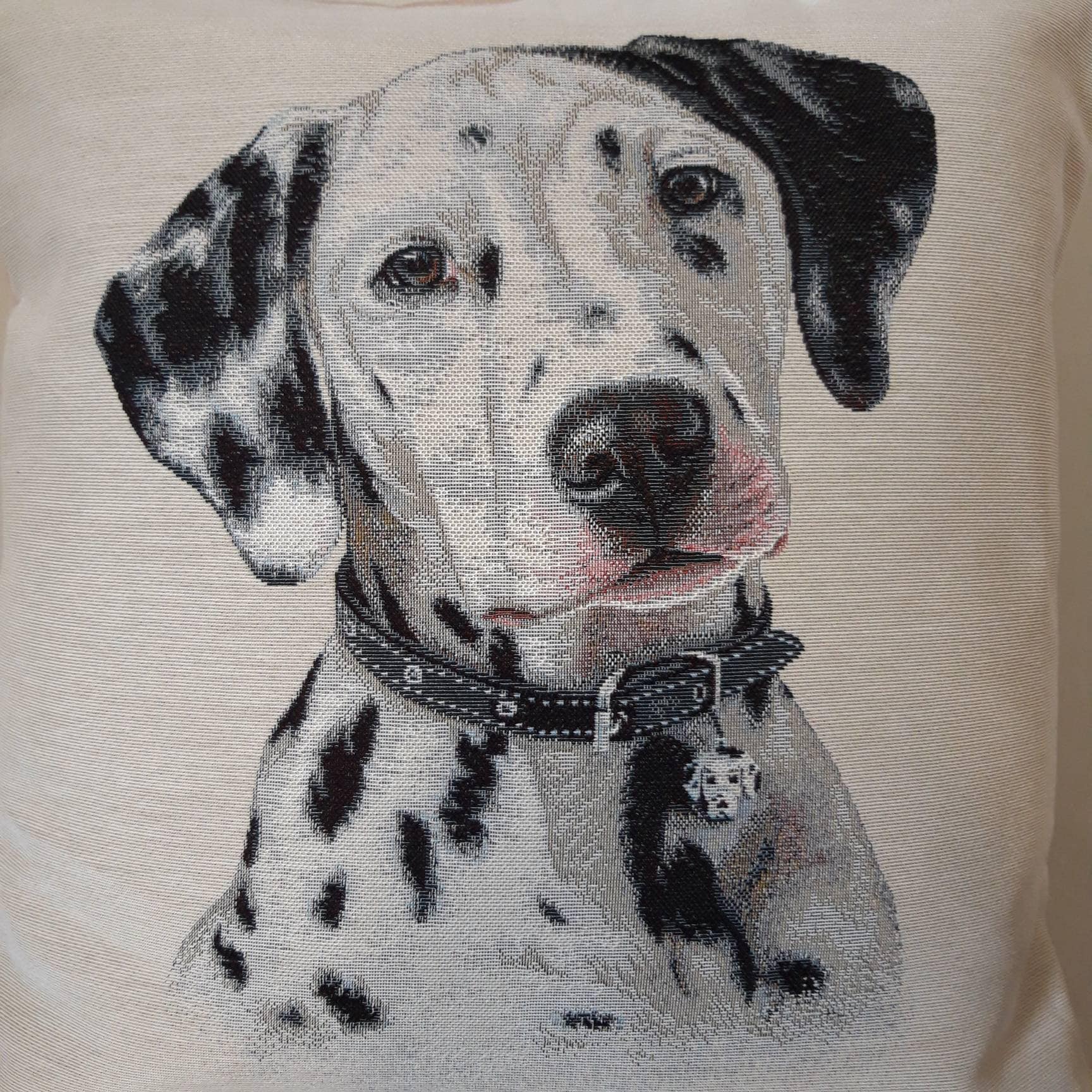 Housse de Coussin Tapisserie Jacquard Chien Dalmatien 45x45 cm Déco d'intérieur Tendance - Déco Crém