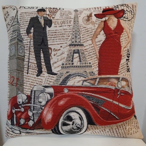 Paris London jacquard tapestry cushion cover 45 x 45 cm. decorative cushion - housewarming - birthday