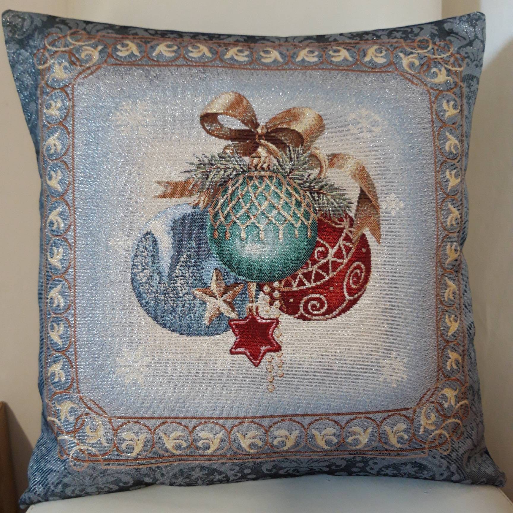 Housse de Coussin Tapisserie Jacquard Decor Noël 45 X cm. Deco d'intérieur Tendance - Déco Cadeau No