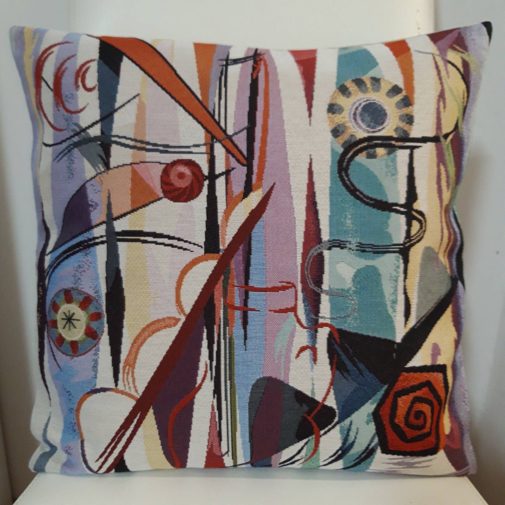 Housse de Coussin Tapisserie Jacquard Motif Pop Art 45x45 cm. Déco d'intérieur Tendance - Déco Créma