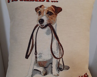 Jack Russel dog jacquard tapestry cushion cover 45x45 cm Interior decoration - decorative cushion - housewarming - birthday