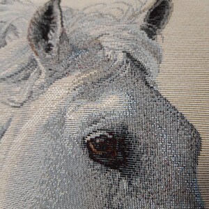 Camargue horses jacquard tapestry cushion cover 45x45 cm. Trendy interior decoration decorative cushion rack image 4