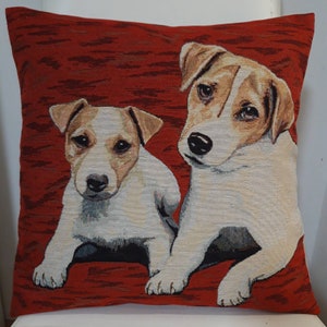 Jacquard tapestry cushion cover Jack Russel dog 45x45 cm Interior decoration - decorative cushion - housewarming - birthday