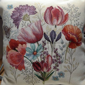 ジャカードタペストリー クッションカバー 春の花束 45x45cm 流行のインテリア装飾装飾クッション - 新築祝い - 誕生日