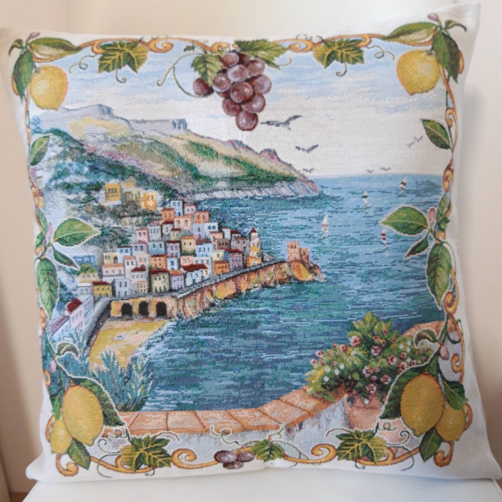 Housse de Coussin Jacquard Les Cinque Terre 45 X cm. Deco d'intérieur Tendance - Déco Crémaillère An